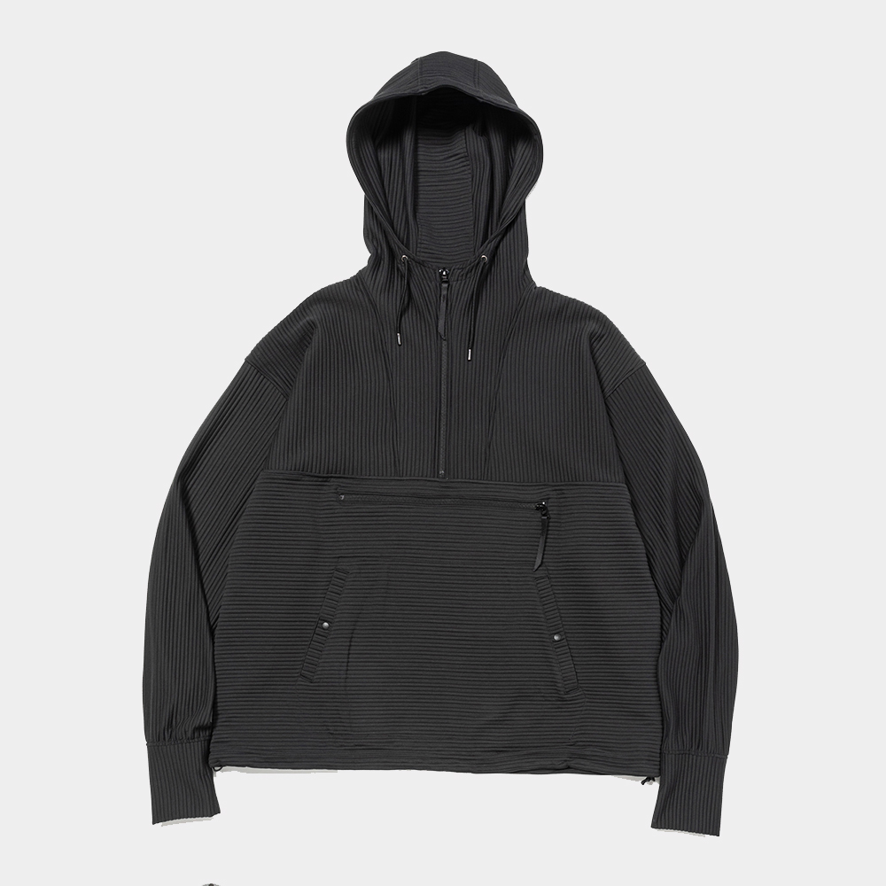 Uneven Fabric Anorak Parka/Off Black