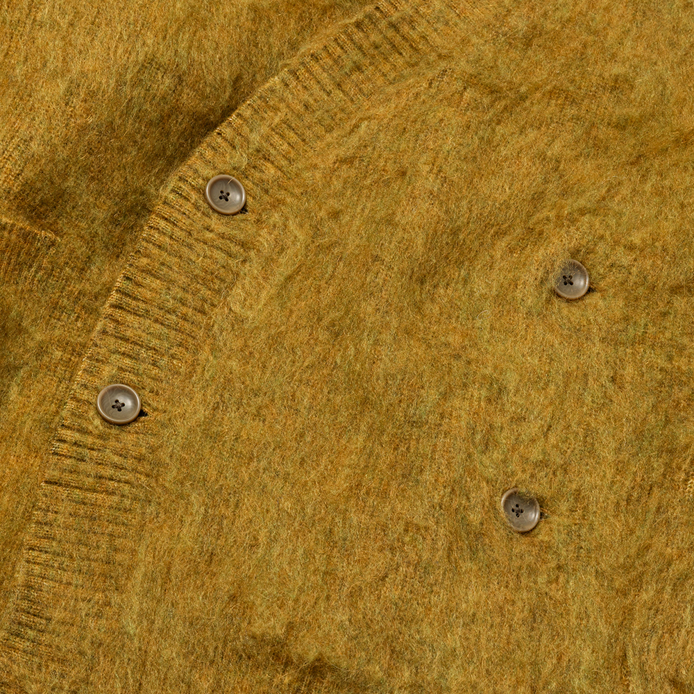 Mohair Double Knit Cardigan/Mustard