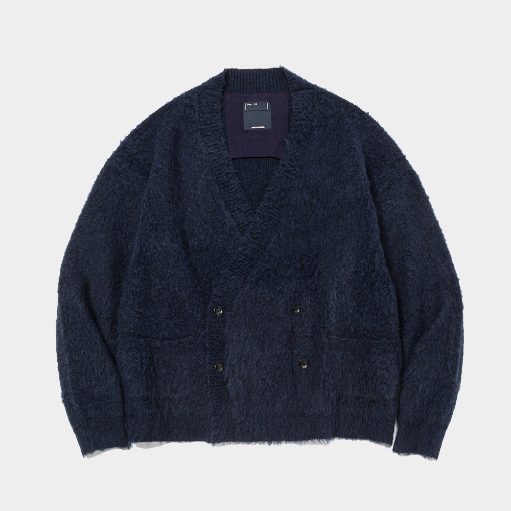 Mohair Double Knit Cardigan/Navy