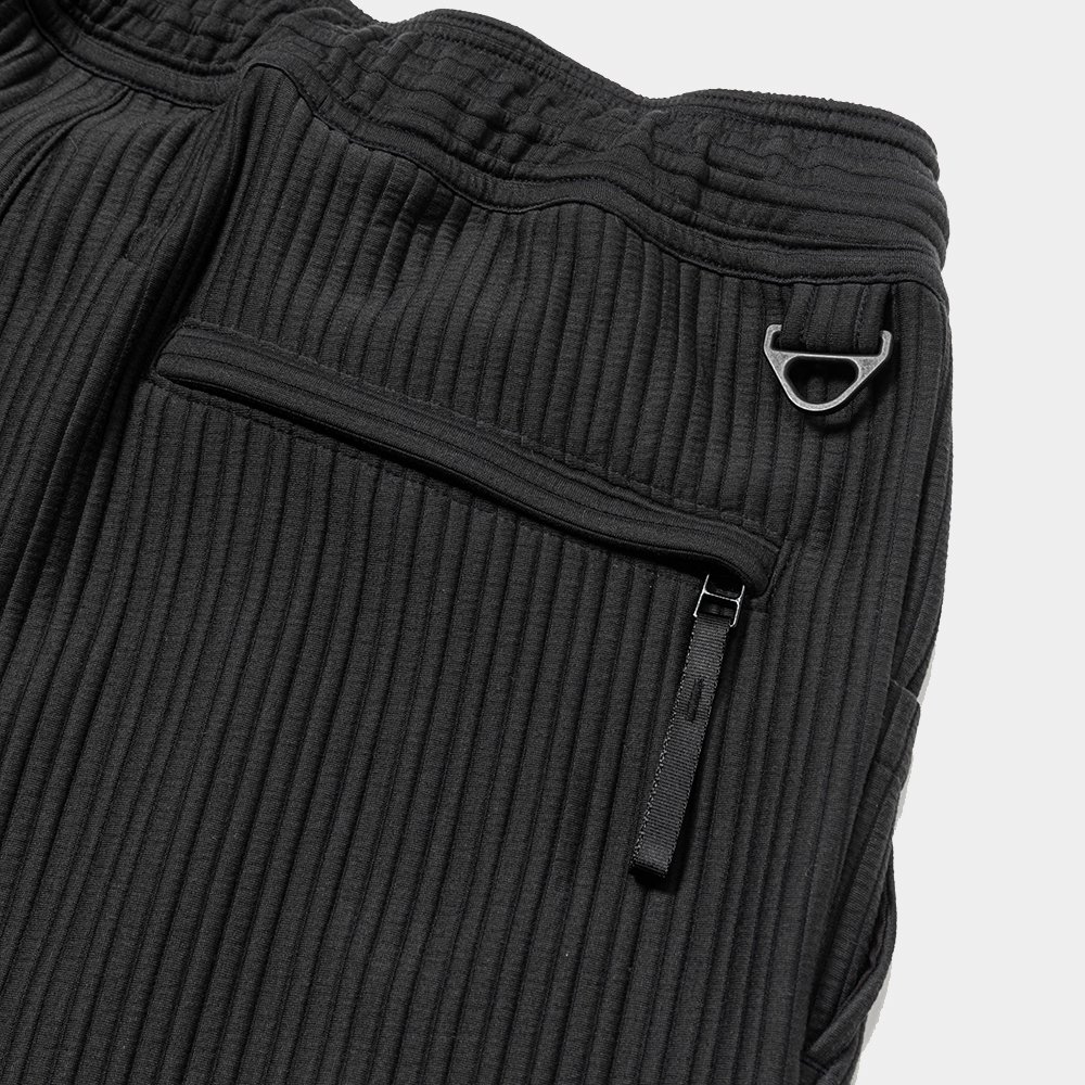 Uneven Fabric Wide Slacks/Off Black