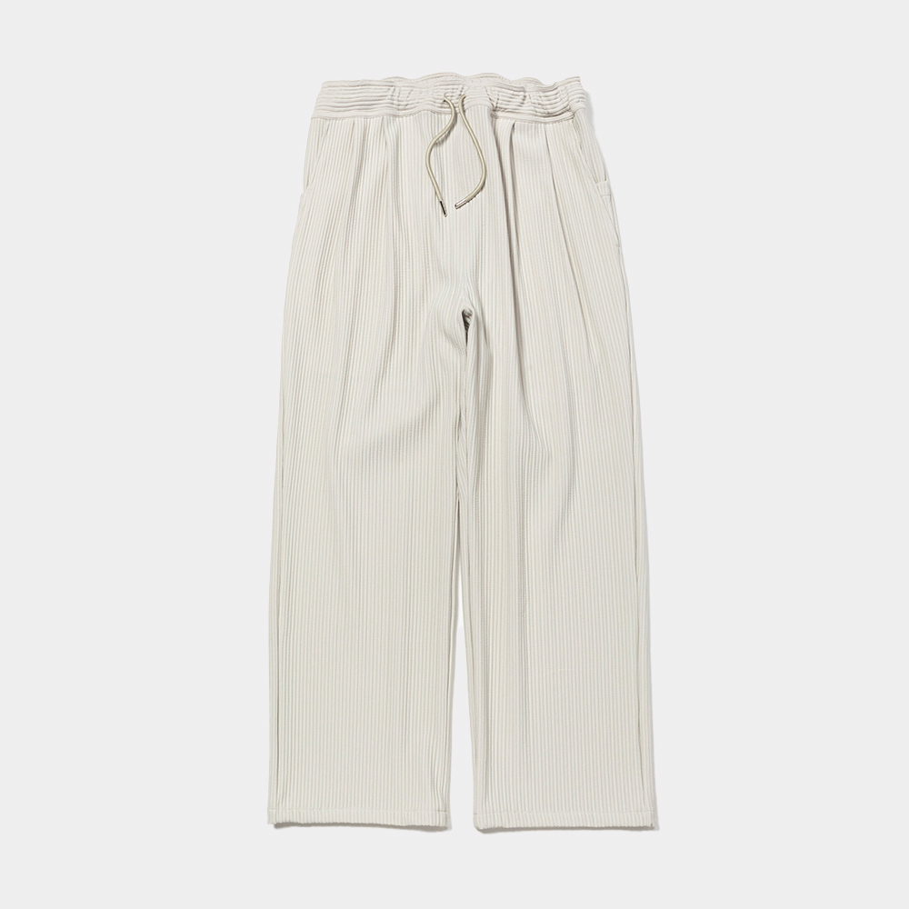 Uneven Fabric Wide Slacks/Off White