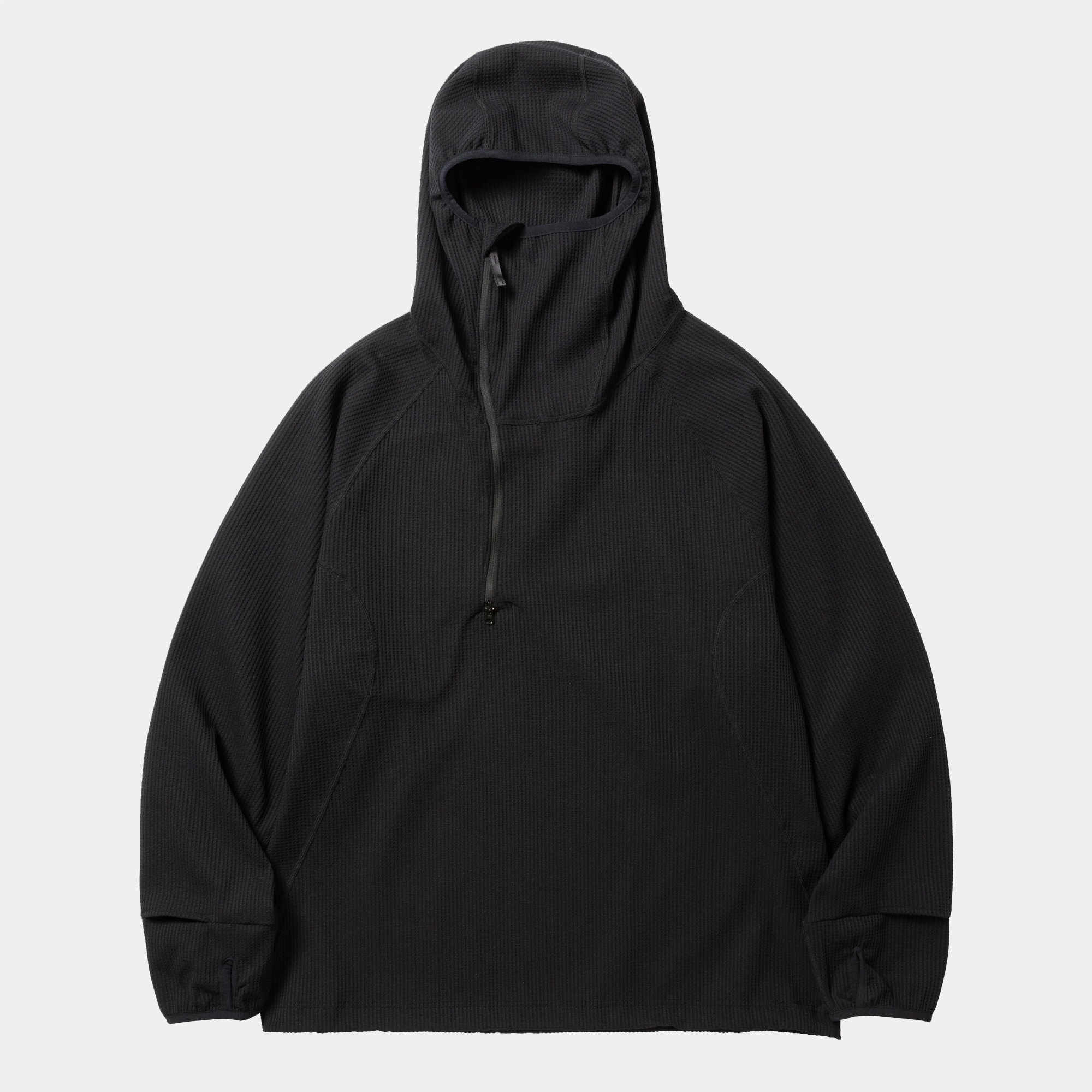 SOLOTEX Waffle Balaclava Hoodie/Off Black