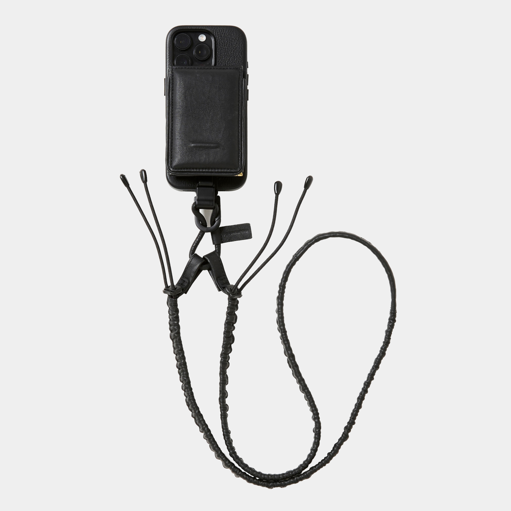 objcts.io × meanswhile Dyneema® Leather iPhone accessory Sholder Wallet/Black