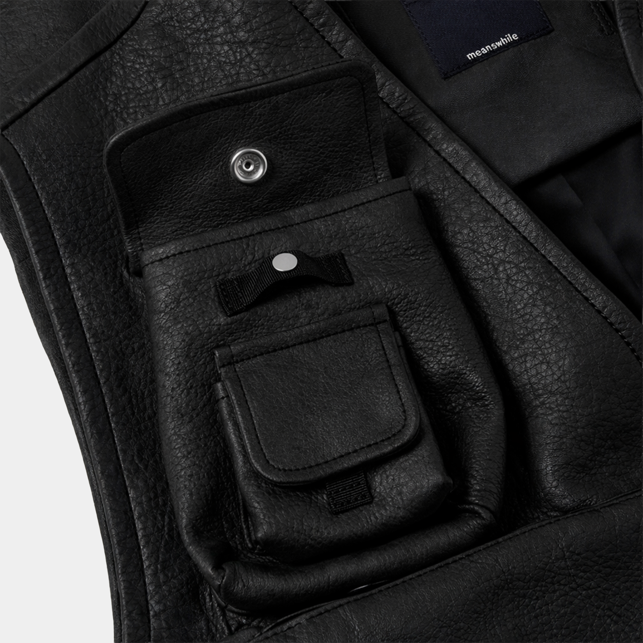 SHIRONAMESHI Leather Luggage Vest/KURO