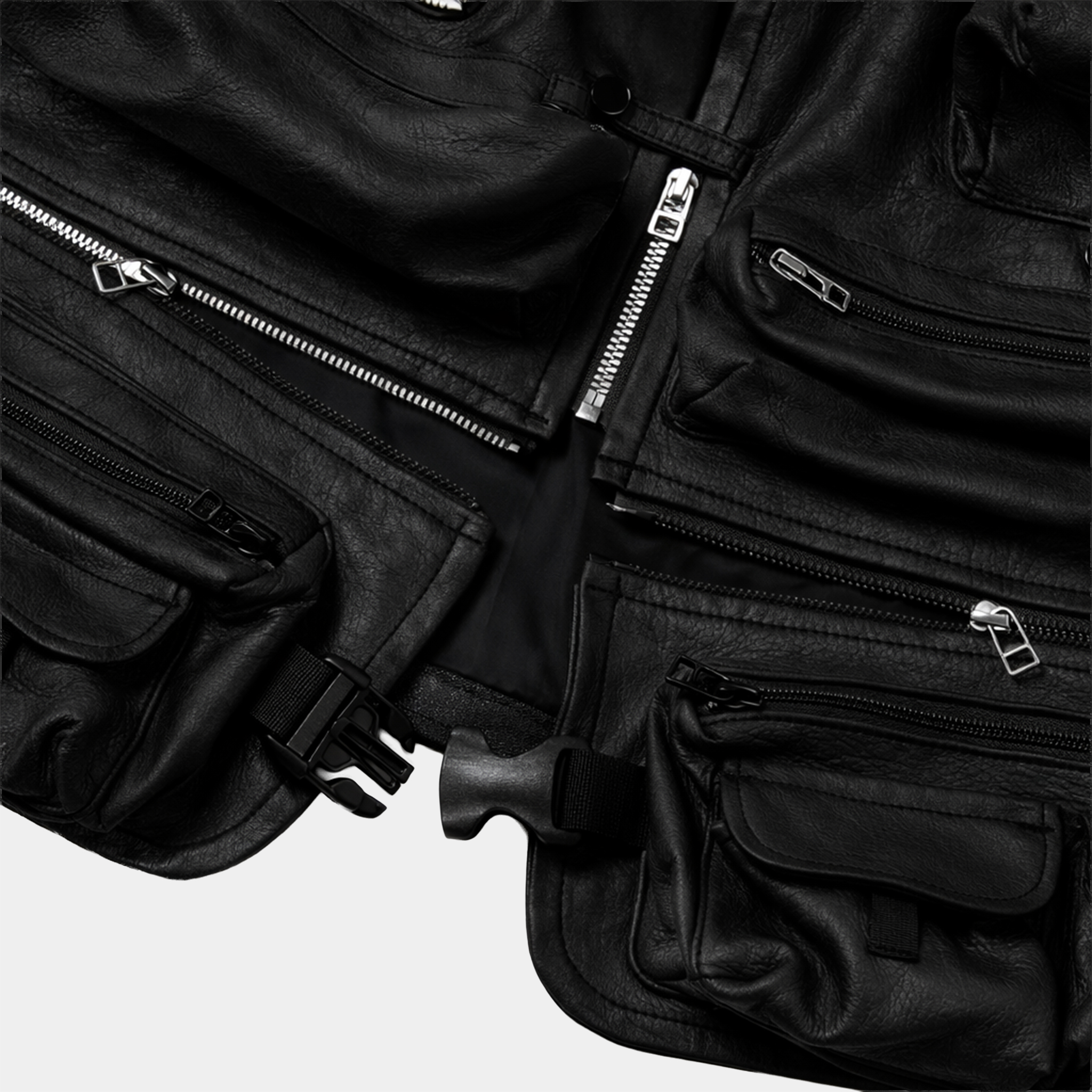 SHIRONAMESHI Leather Luggage Vest/KURO
