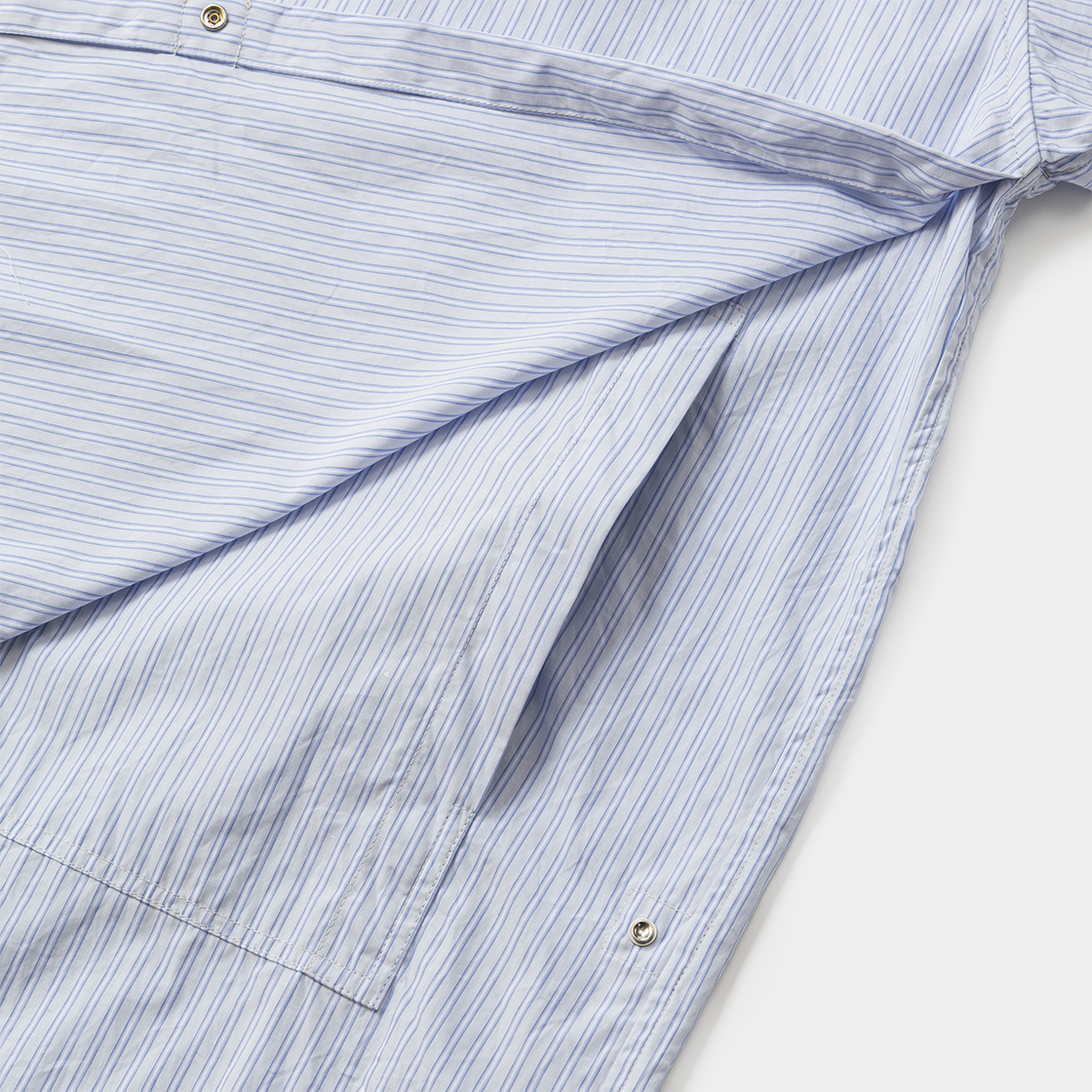 Imperial Poplin Side Slit L/S SH /SAX STRIPE