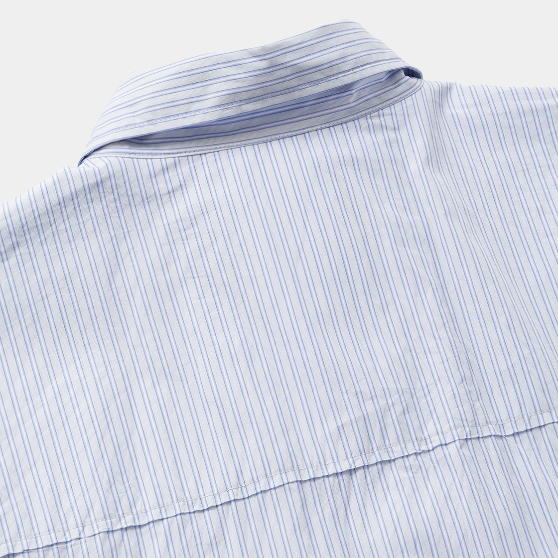 Imperial Poplin Side Slit L/S SH /SAX STRIPE