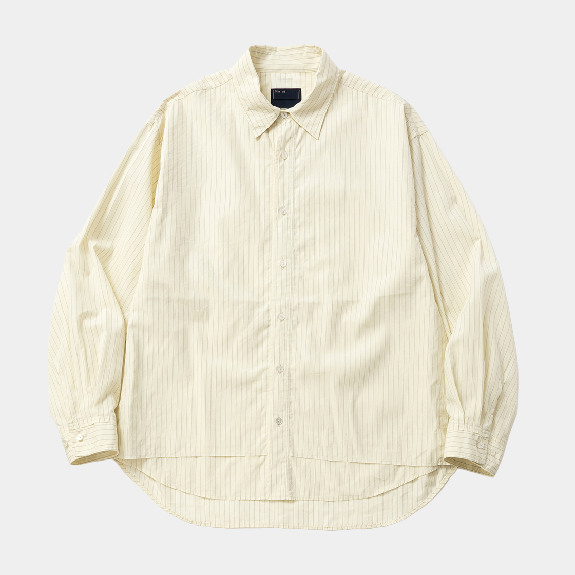 Imperial Poplin Side Slit L/S SH /NATURAL STRIPE