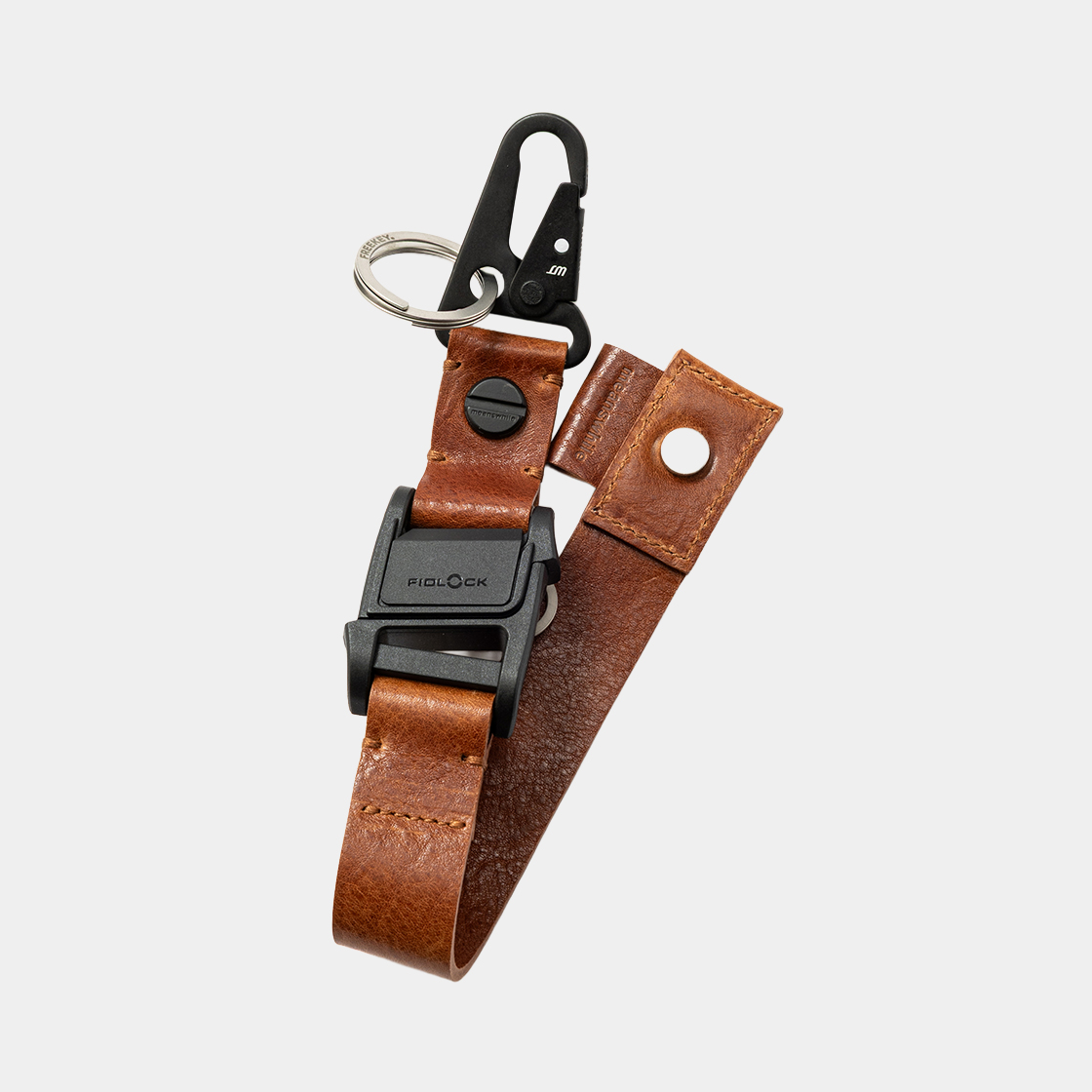 Leather Utility Key Ring  /BROWN