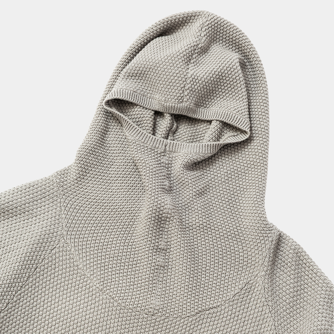 Cotton Cupra Knit Balaclava Hoodie /GREIGE
