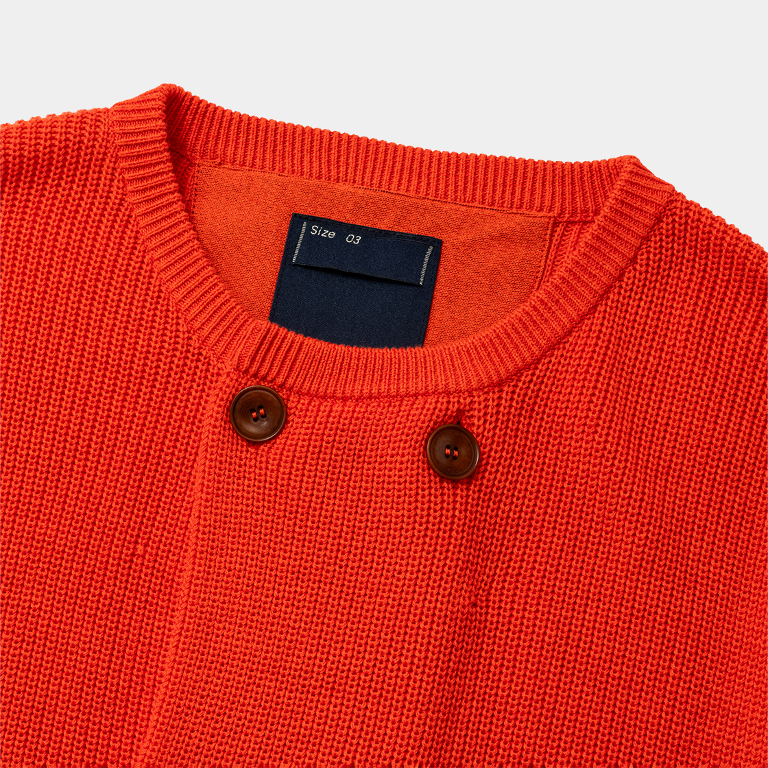 Cotton Cupra Knit Cardigan  /RED
