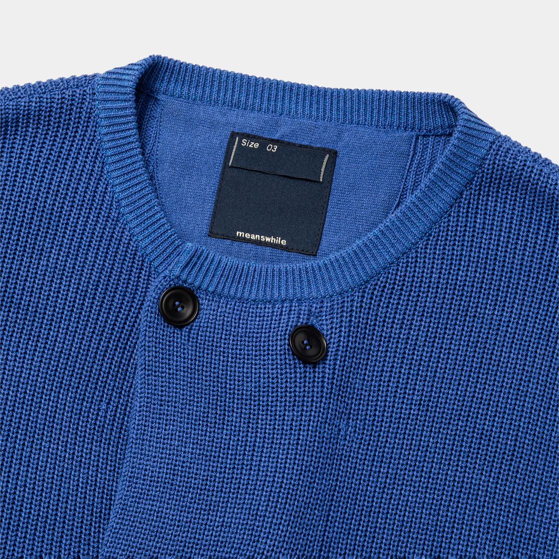 Cotton Cupra Knit Cardigan  /BLUE