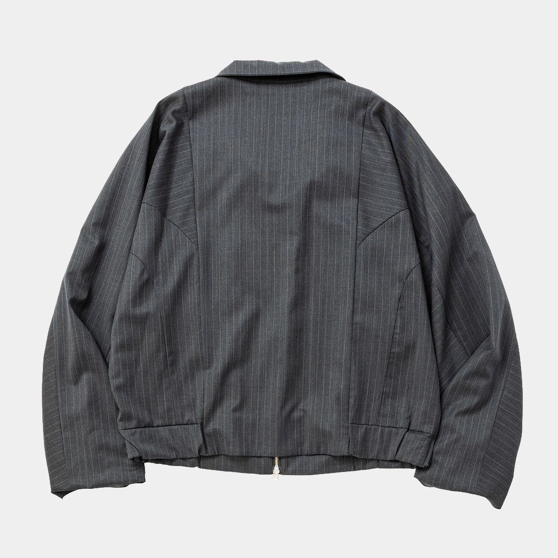 Merino Wool Stand Collar Blouson /GREY STRIPE