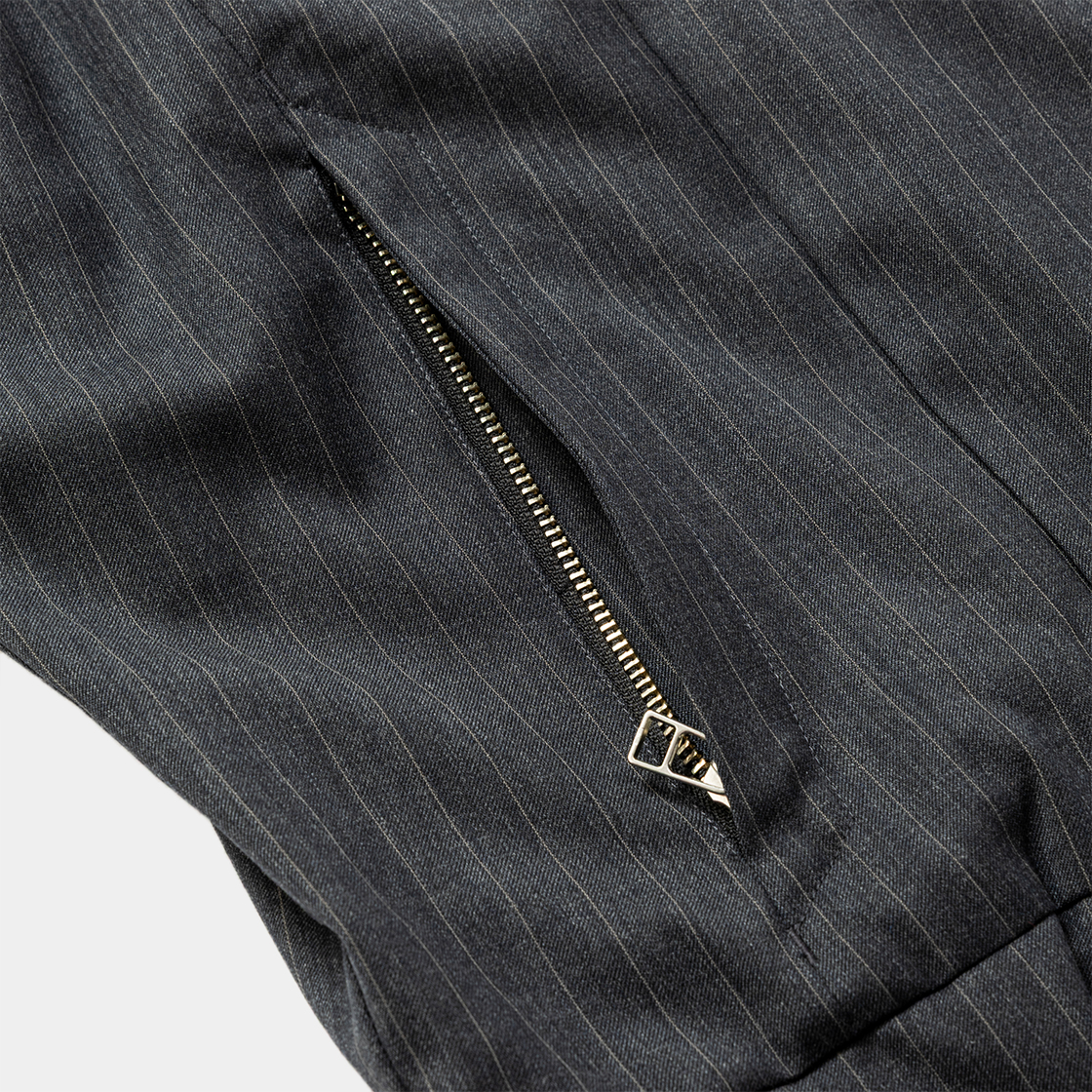 Merino Wool Stand Collar Blouson /GREY STRIPE