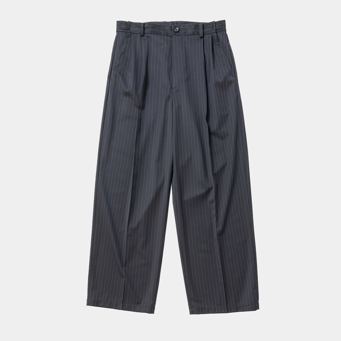 Merino Wool High-waist Slacks /NAVY STRIPE