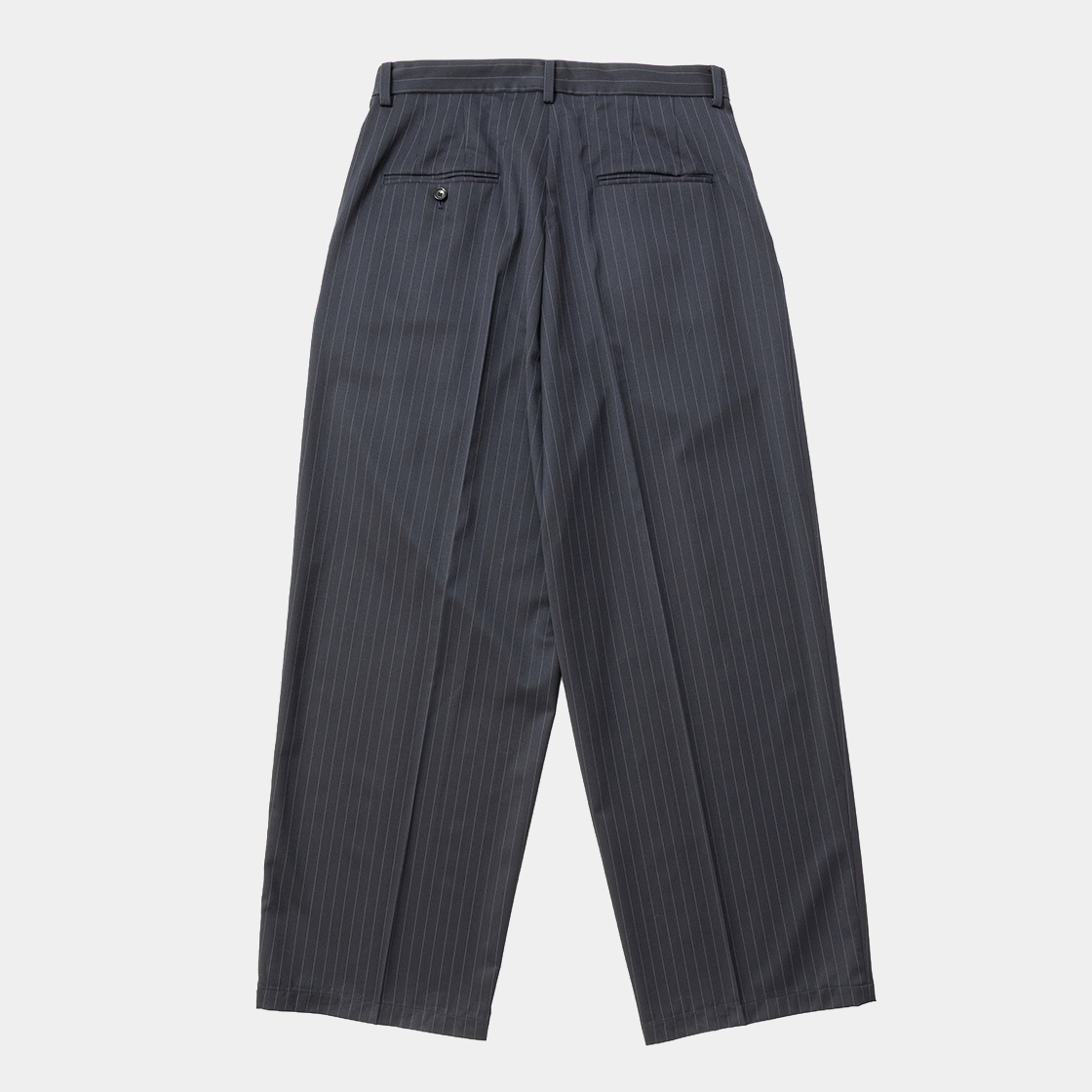 Merino Wool High-waist Slacks /NAVY STRIPE