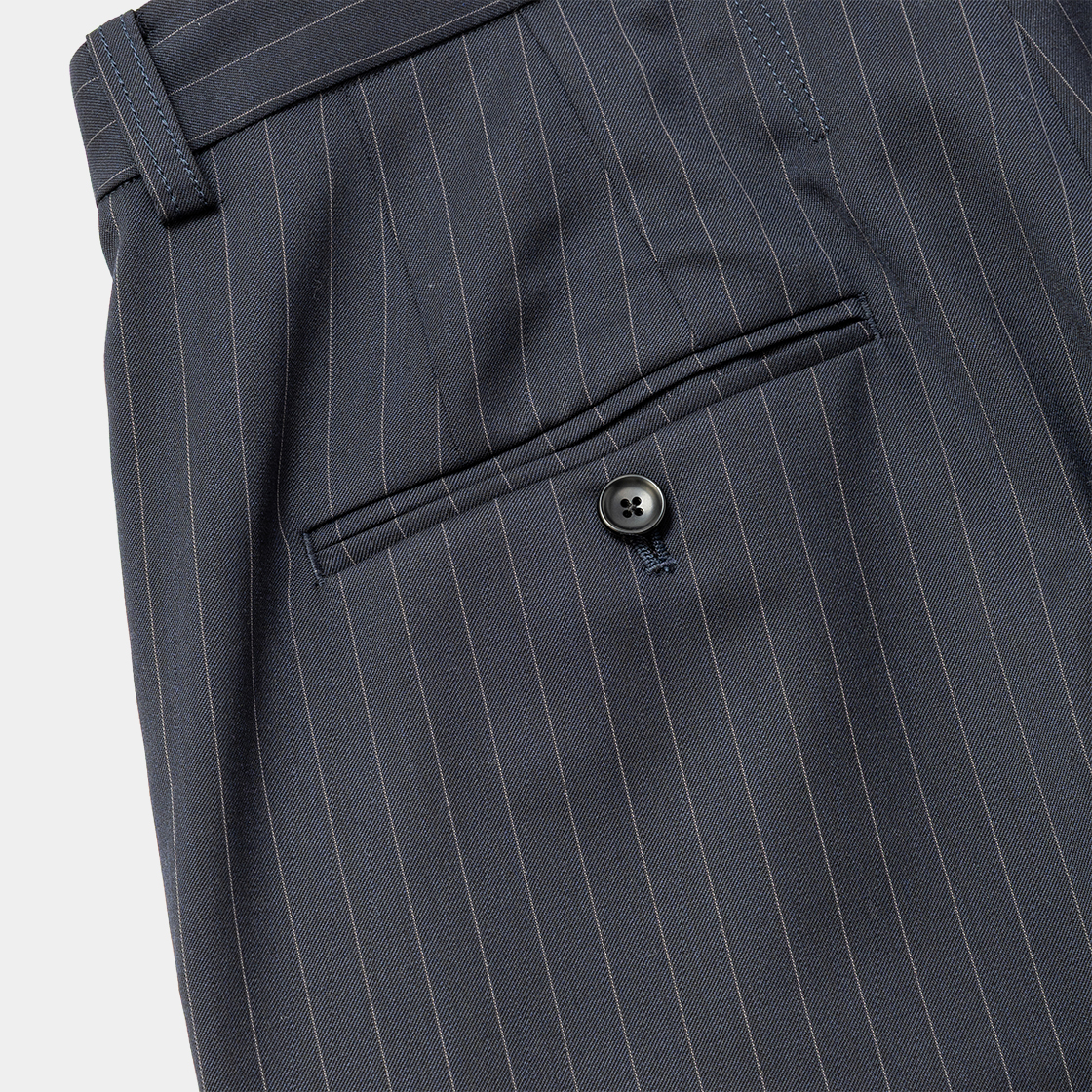 Merino Wool High-waist Slacks /NAVY STRIPE