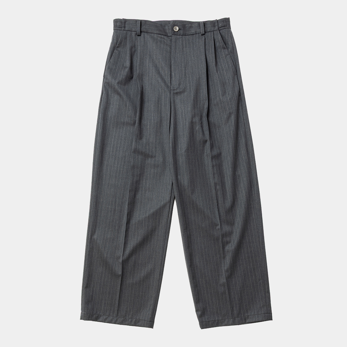 Merino Wool High-waist Slacks /GREY STRIPE