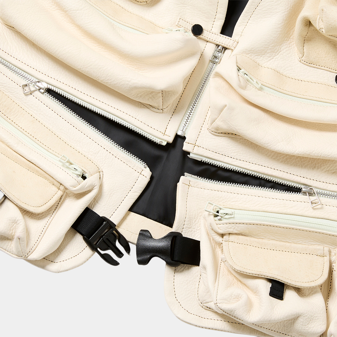 SHIRONAMESHI Leather Luggage Vest /SHIRO