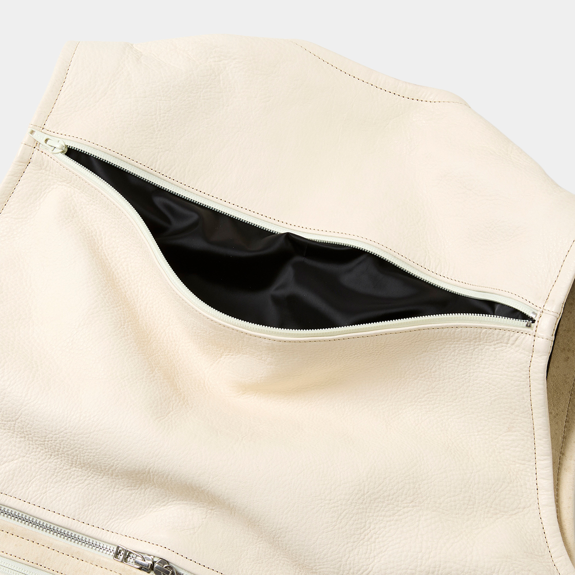 SHIRONAMESHI Leather Luggage Vest /SHIRO