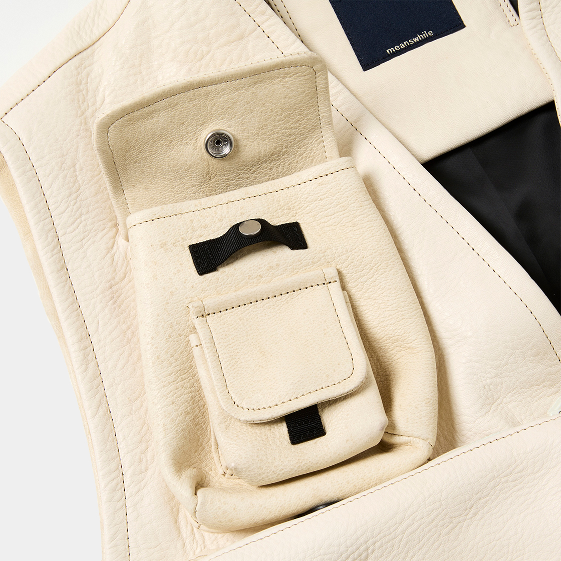 SHIRONAMESHI Leather Luggage Vest /SHIRO