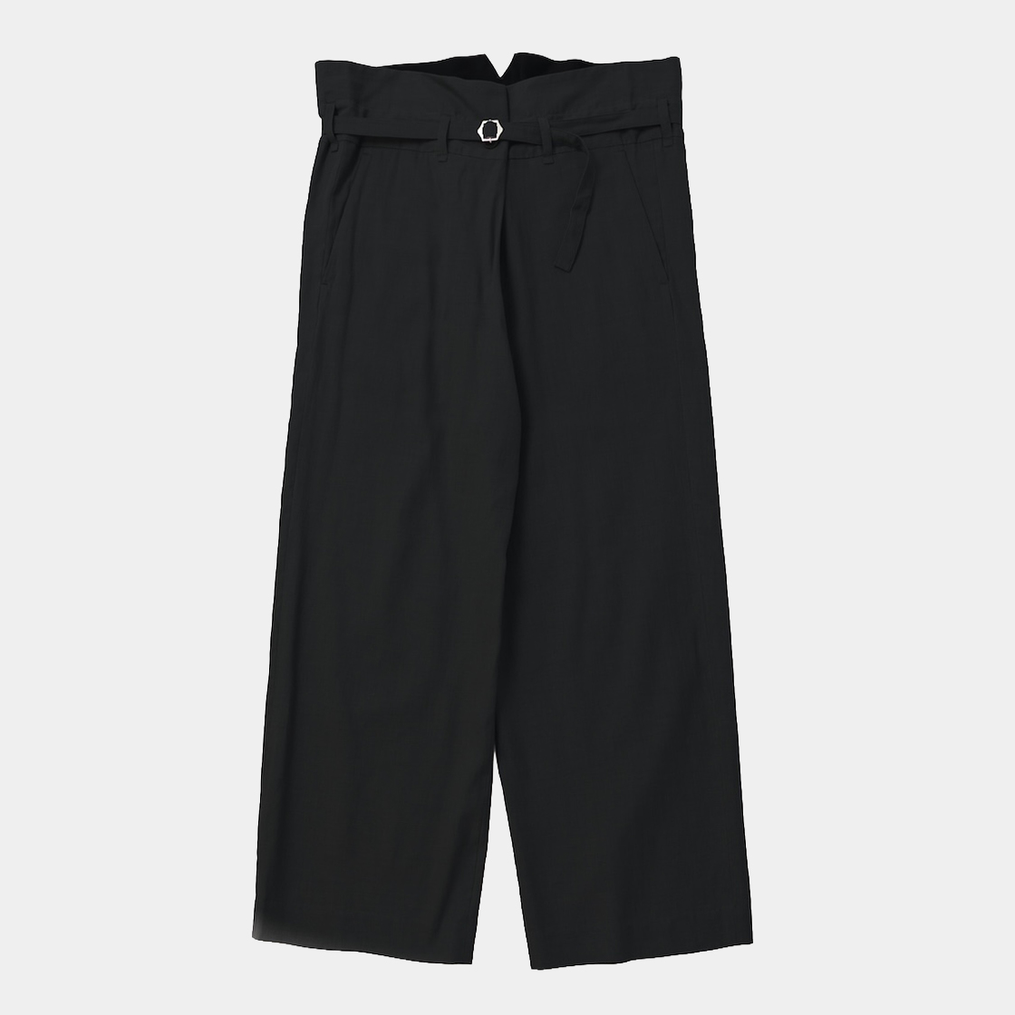 Cotton Wool Wrap Trousers /OFF BLACK