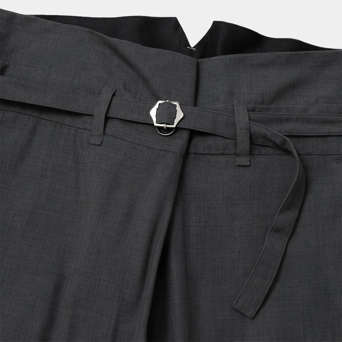 Cotton Wool Wrap Trousers /GREY