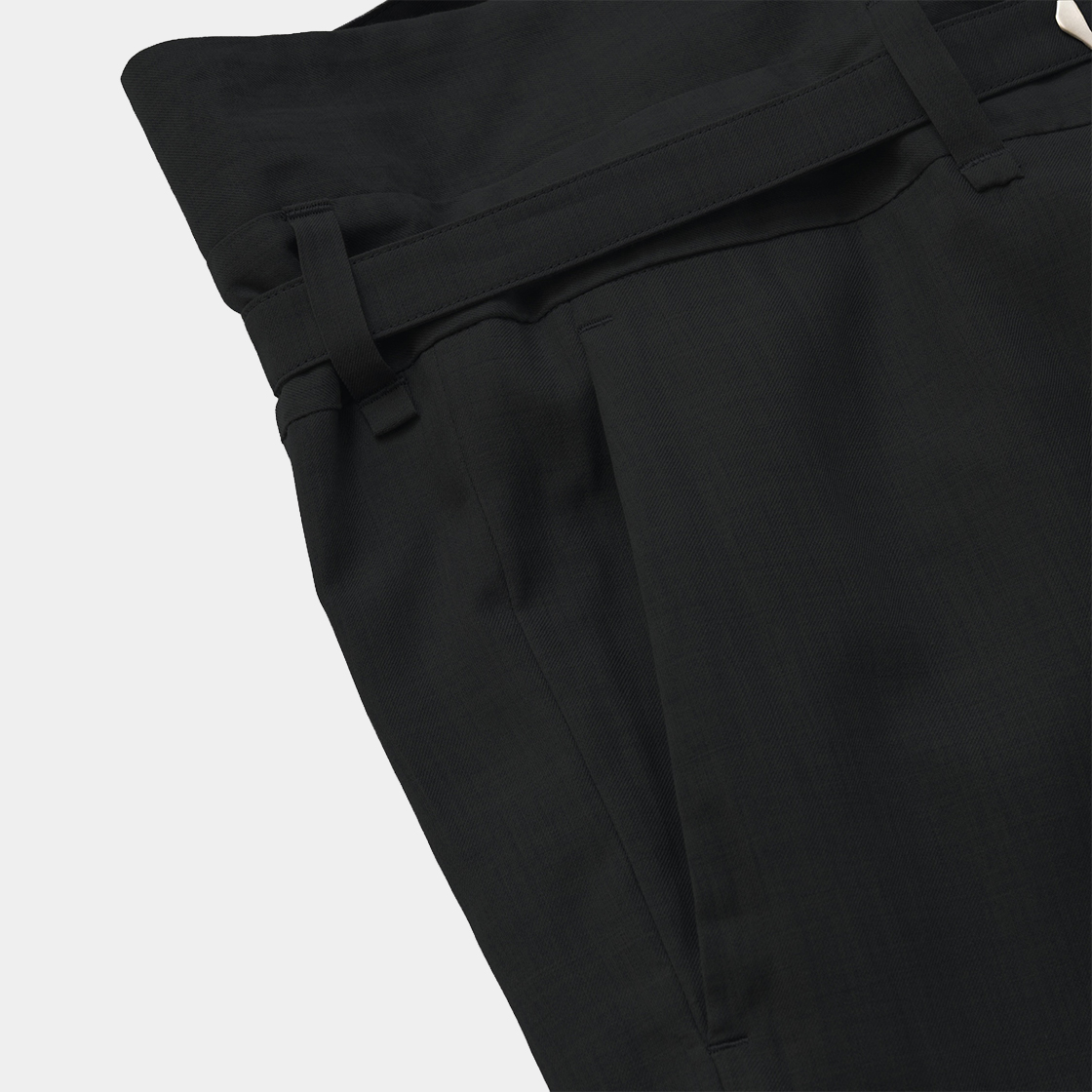 Cotton Wool Wrap Trousers /OFF BLACK