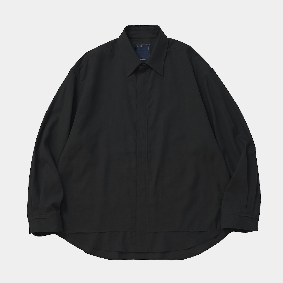 Cotton Wool Side Slit L/S SH /OFF BLACK
